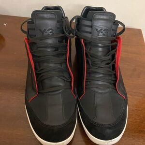 yohji yamamoto adidas black red and white leather